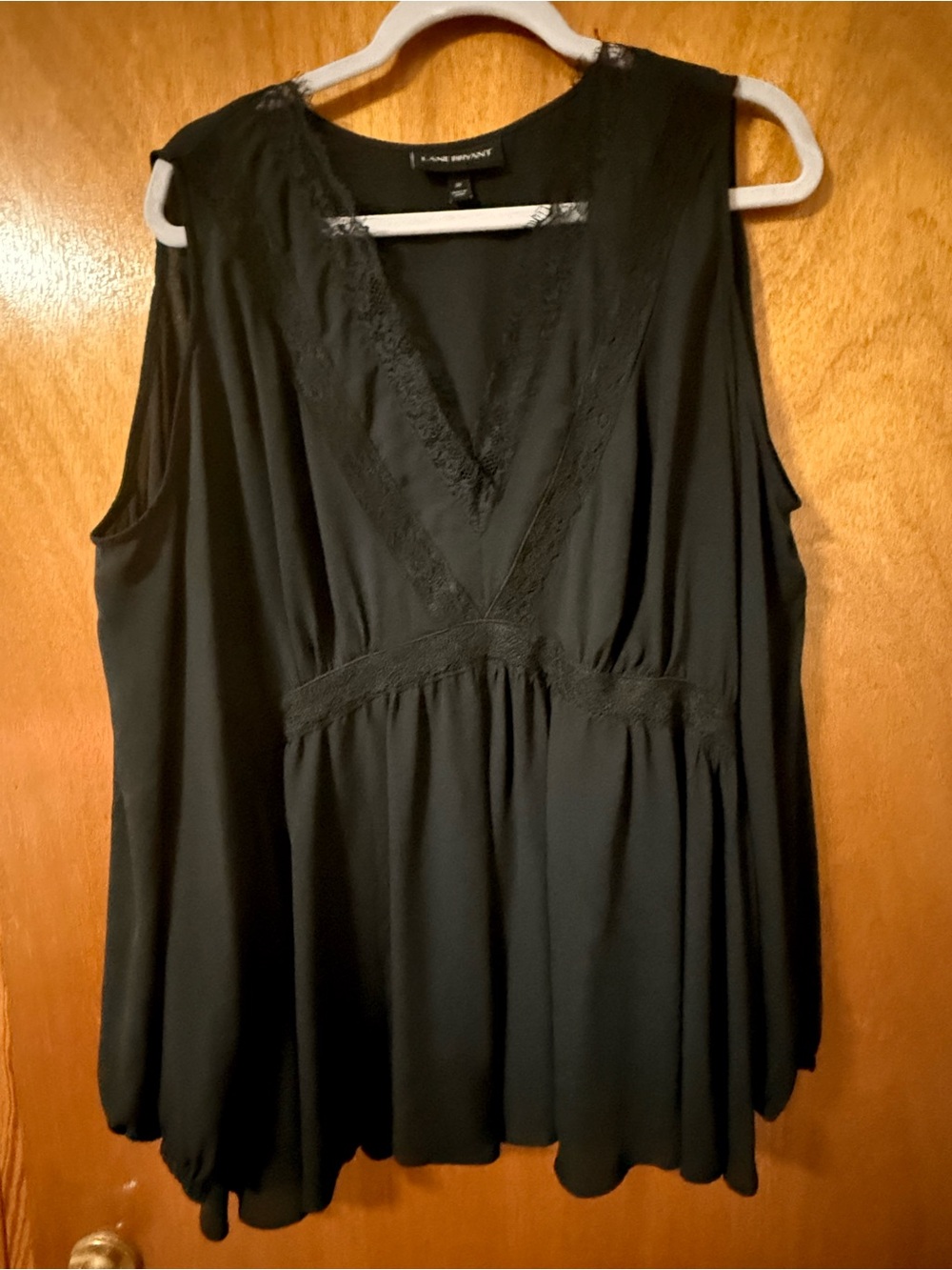 Lane Bryant Black Lace-Trim V-Neck Cold Shoulder Top
